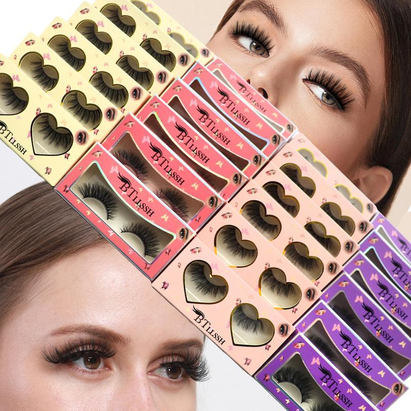 4 Styles Fluffy False Eyelashes, 24 Pairs Natural Look Eyelash Extensions, Self Grafting Curl Eyelashes, Eye Makeup Enhancement False Eyelashes for Women