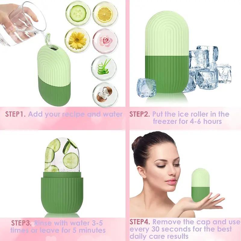 Comfort Portable Ice Face Roller, Daily Compress Facial Skin Care Tool, Silicone Ice Face Roller Shrink Pores and Contour, Remove Dark Circles