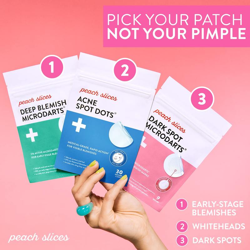 Peach Slices | Acne Spot Dots | Hydrocolloid Acne Patches | For Zits, Blemishes, & Breakouts | Vegan | Cruelty-Free | Pimple Patches | Facial Skin Care Products | 3 Sizes (7mm, 10mm, & 12mm) | 60 Ct