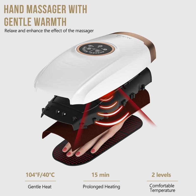 Hand Massager Machine with Heat and Compression, 6 Levels Shiatsu Massager for Arthritis and Carpal Tunnel Relief, Pain Relief for Finger, Wirst, and Hand, Best Gifts for Men and Women