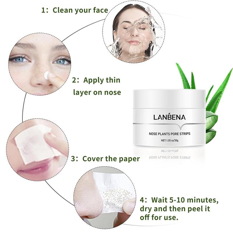 LANBENA Blackhead Remover Mask NosePhyto Pore Strips, Pore CleansingPurifying Exfoliating Mask Phyto AloeVera Blackhead Removal Mask FacialPeeling Nose Strip Acne Deep Cleansing30g 60 Sheets Skincare Comfort