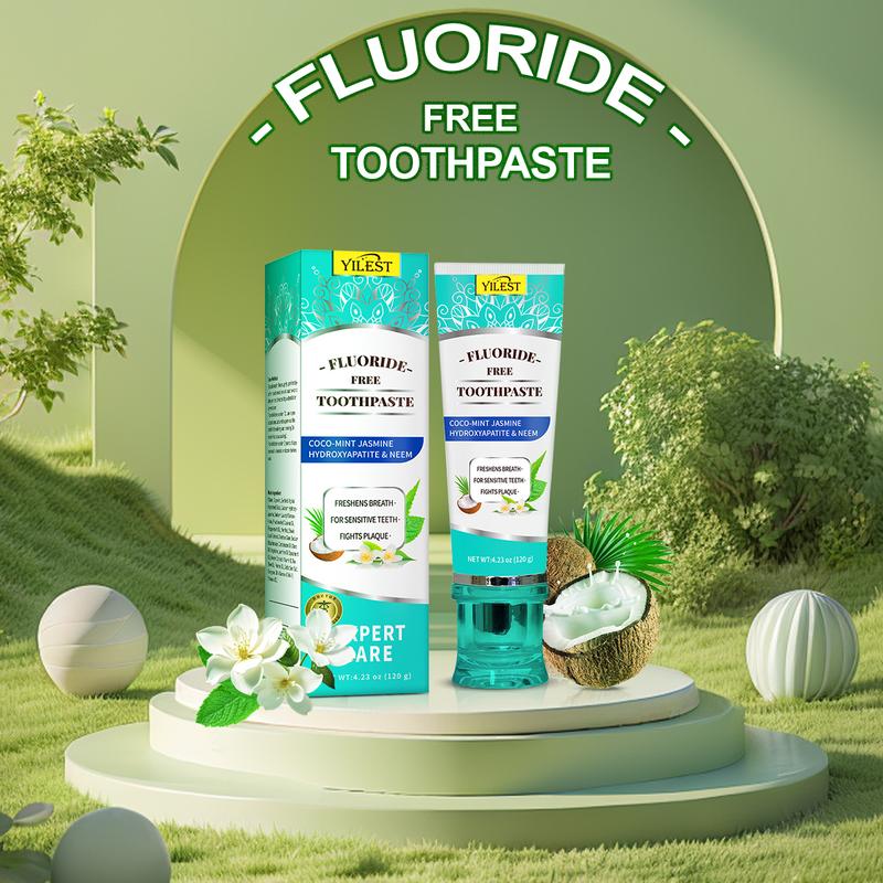 Non Fluoride Hydroxyapatite Whitening Toothpaste Freshens Breath Fights Plaque CocoMint Jasmine Neem 4.2oz