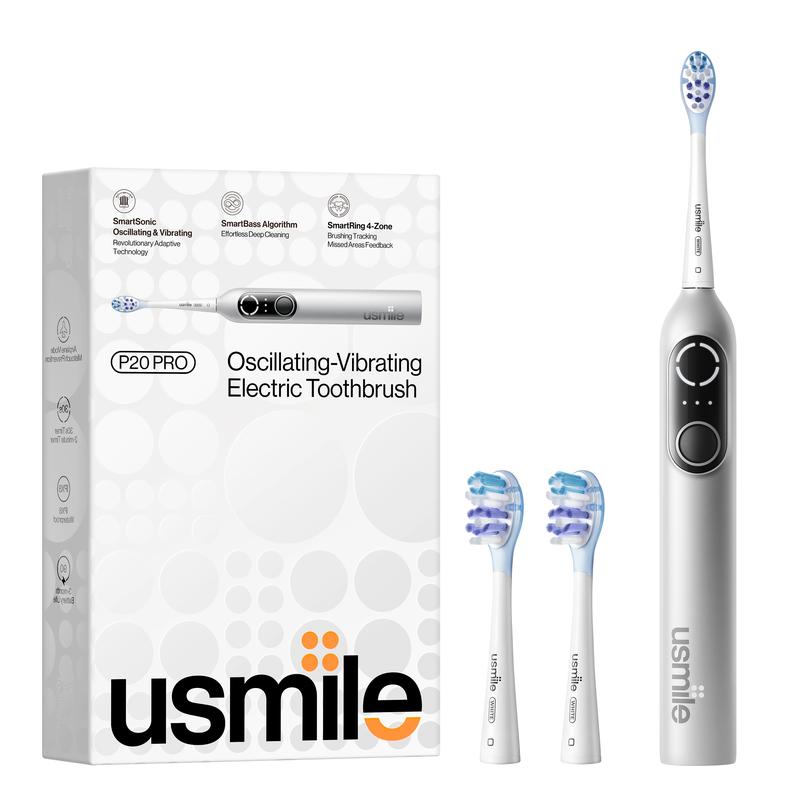 usmile P20 Pro Oscillation & Vibration Electric Toothbrush, Sonic Electric Toothbrush for Adults, Rechargeable Travel Powered Toothbrush with Pressure Control, One Charge Last3 Months