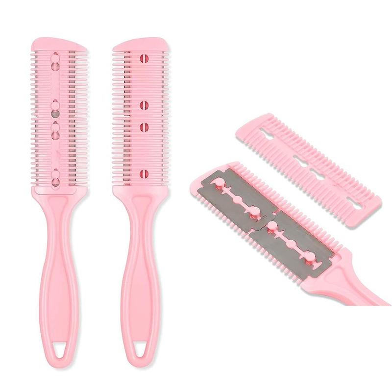 Sharp Hair Cutter Comb, 1 Count Hair Razor Comb & 10pcs Disposable Face Hairspray Shield, Transparent Hair Salon Mask, Hair Cutting Tool for Home