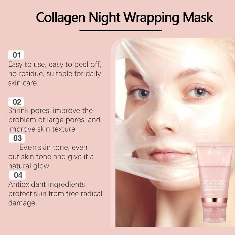 Collagen Overnight Wrapping Facial Mask, 5 Counts set Moisturizing Facial Mask, Deep Cleansing Facial Mask, Face Care Product for Women & Men, Christmas Gift