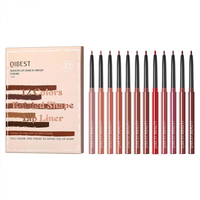 Long Lasting Matte Lip Liner Set, 12pcs box Waterproof Lip Liner Pencil, Suitable for All Occasions Lip Makeup, Girls and Women Makeup Accessories, Christmas Gift