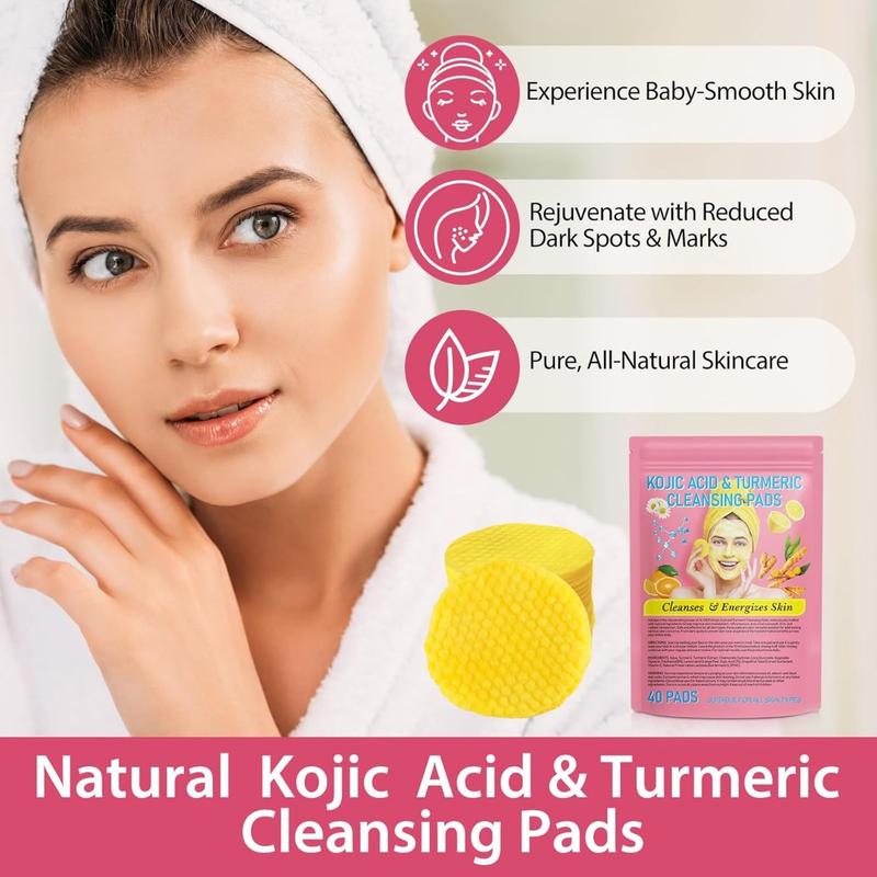 Turmeric & Kojic Acid Foaming Exfoliating Pads | Balancing Turmeric Cleansing Pads for Oil and Hydration | Gentle Exfoliation Solution