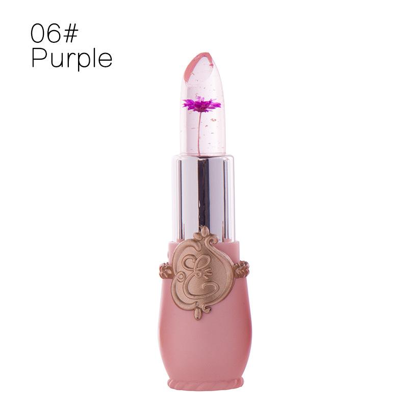 Ladies Flower Jelly Lipstick Temperature Change Moisturizer Lip Gloss Compact Makeup Color Hydrating Moisturizing Case