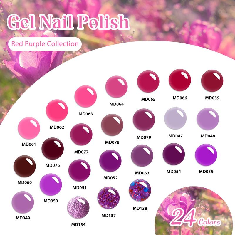 Colorful Gel Nail Polish Set for Christmas Gift, 24pcs set Soak off UV Gel LED Lamp Nail Art Gel, Long Lasting Nail Art DIY for Women & Girls