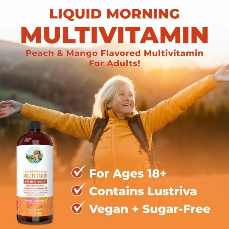 MaryRuth's LiquidMultivitamin + Hair Growth WithClinically Tested Lustriva - Thicker HairReduce Wrinkles & Fine Lines -Vegan15.22 FI Oz