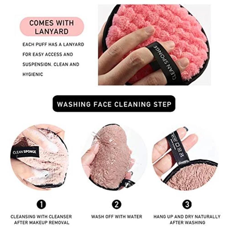 Microfiber Makeup Remover Pad, Double-sided Soft Facial Cleaning Puff, Reusable Cosmetic Removing Cloth, Washable Facial Cleansing Tool for Women & Girls