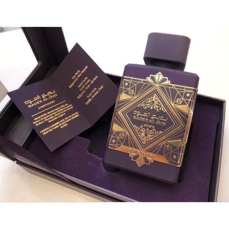 Badee Al Oud Amethyst By Lattafa Perfumes EDP 100ML 3.4OZ Vanilla Bergamot Scented Scent Cologne Aroma Fragrance Cosmetic