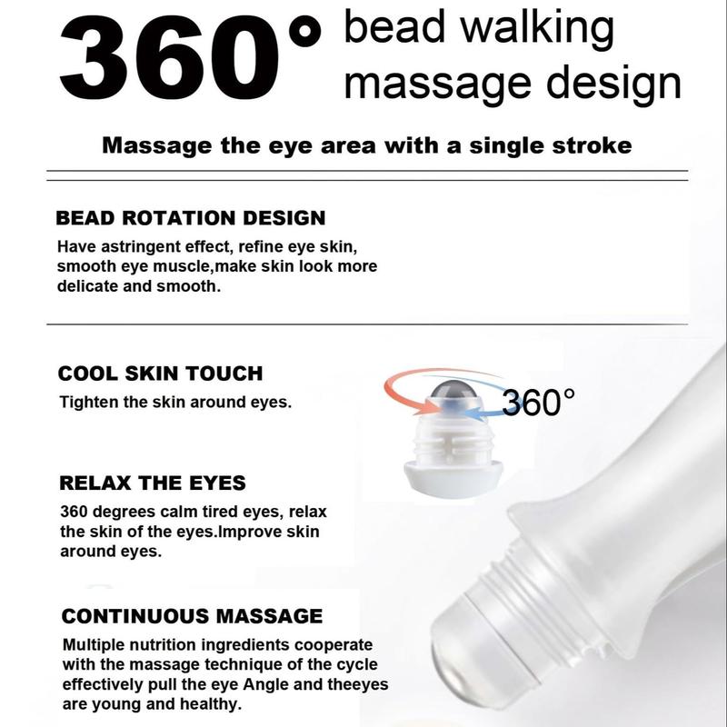 Retinol Caffeine 360° Eye Massage Roller, 2 Counts Moisturizing Roll-on Eye Serum Stick, Eye Care Product for Women & Men