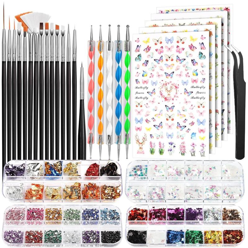 Summer Manicure Decorative Supplies, Foil Nail Paper, Paint Pen, Nail Art Pen, Nail Art Butterfly Sequins, Nail Art Sticker, Back to School