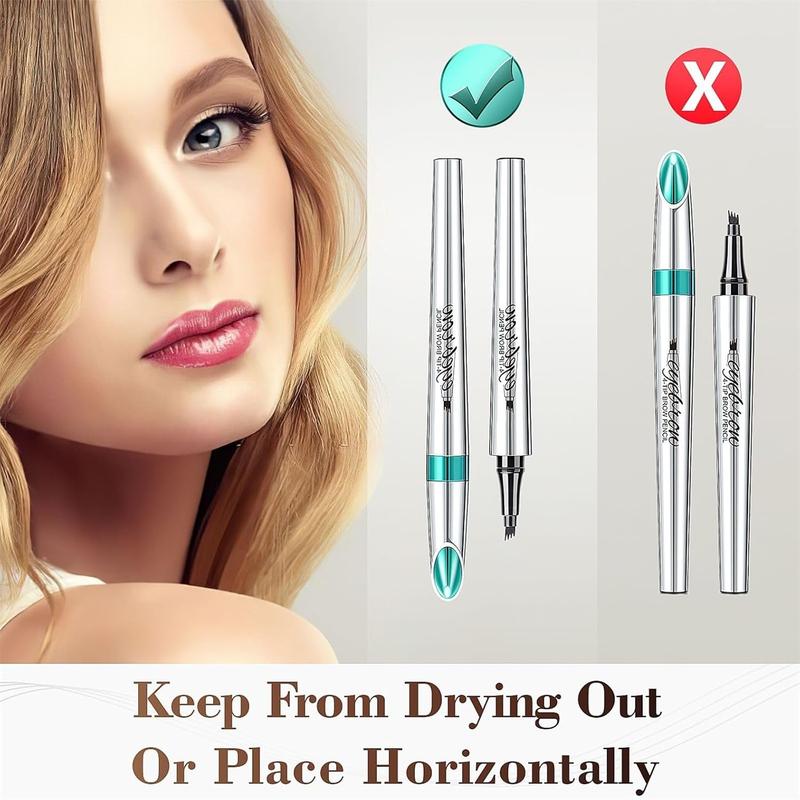 3D Waterproof Microblading Eyebrow Pen 4 Fork Tip Tattoo Pencil, Long-Lasting Brow Microfilling Eyebrow Pen, Easy to Use Microblade Eyebrow Pencil Eyebrow Brush (Dark Brown)