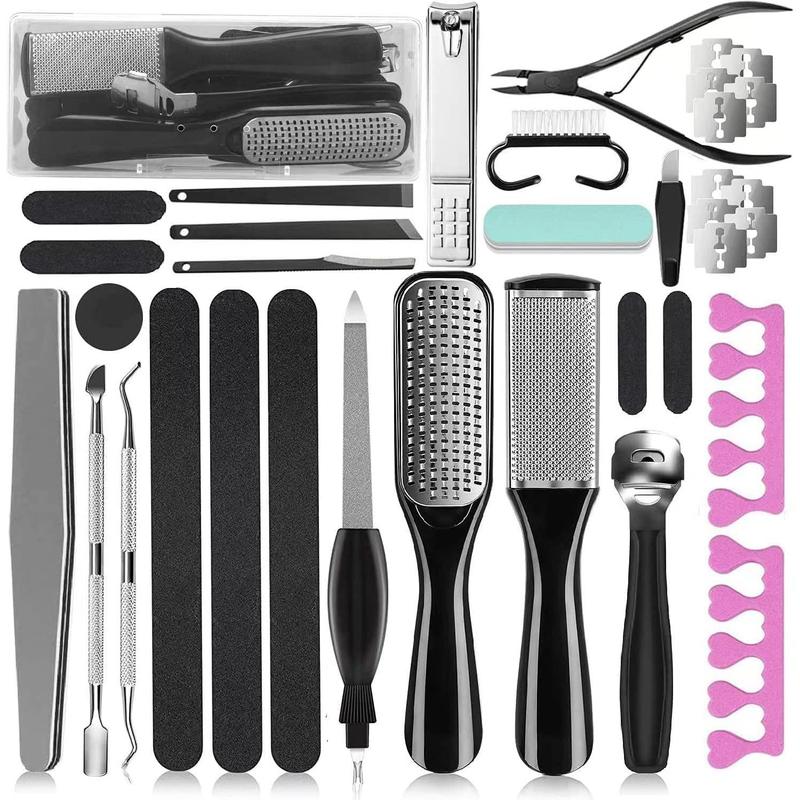 Professional Pedicure Kit, 36 in 1 Stainless Steel Foot Care Kit Foot Rasp Dead Skin Remover for  Salon Care, Filer