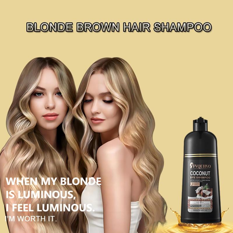 Unisex 500ml Black Hair Color Shampoo +99.99% Gray Hair Coverage, Coconut Hair Dye Shampoo, Long lasting & Easy to Apply Black Shampoo for All Hair Types