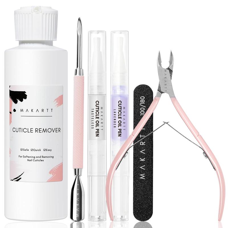 Makartt Cuticle Care Kit -  Cuticle Remover, Oil Pen, Trimmer, Nail File & Moisturizer Manicure Nail Care Nail Art