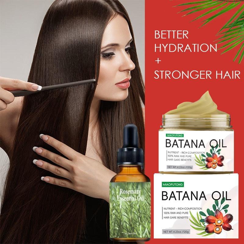 Batana Oil & Rosemary Mint Scalp & Hair Strengthening Oil Set (2 Counts set), Moisturizing Hair Care Oil, Moisturizing Strengthening Batana Oil Serum, Hair Care Product for Women & Men