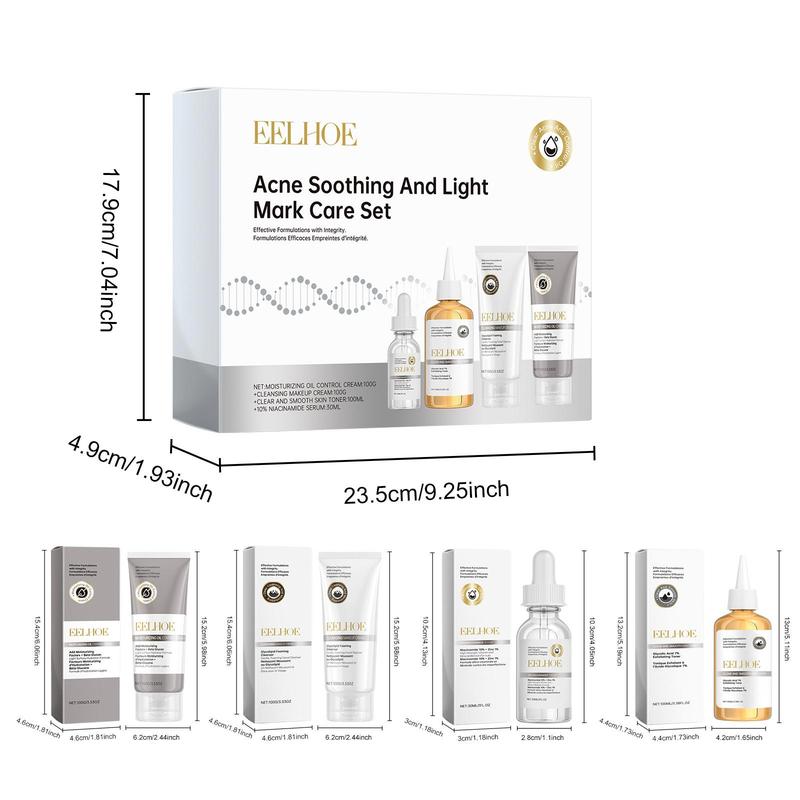 Acne Care Set, 1 Box Moisturizing Facial Skincare Set, Including Cleanser, Toner, Serum & Moisturizer, Hydrating Skin Care Kit for Women & Men