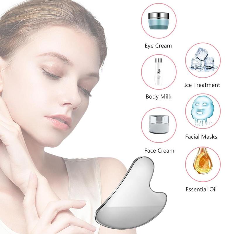 Stainless Steel Gua Sha Facial Tool, Face Massage Tool, Skin Care Tool for Face and Body Treatment, Relieve Tensions and Reduce Puffiness, Suitable for Women and Men, Christmas, Christmas Gift