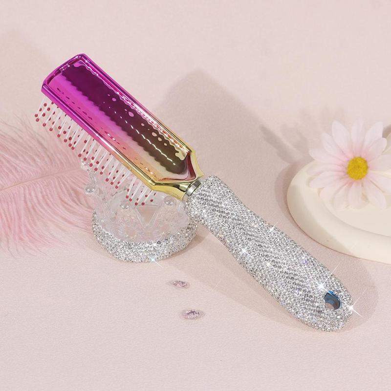 Rhinestone Decor Hair Comb, 1 Count Portable Hair Styling Comb, Hair Massage Comb, Professional Hair Styling Tool for Women & Girls