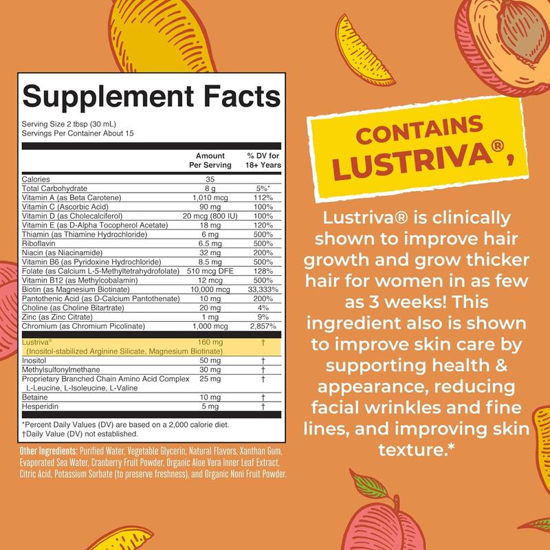 MaryRuth's LiquidMultivitamin + Hair Growth WithClinically Tested Lustriva - Thicker HairReduce Wrinkles & Fine Lines -Vegan15.22 FI Oz