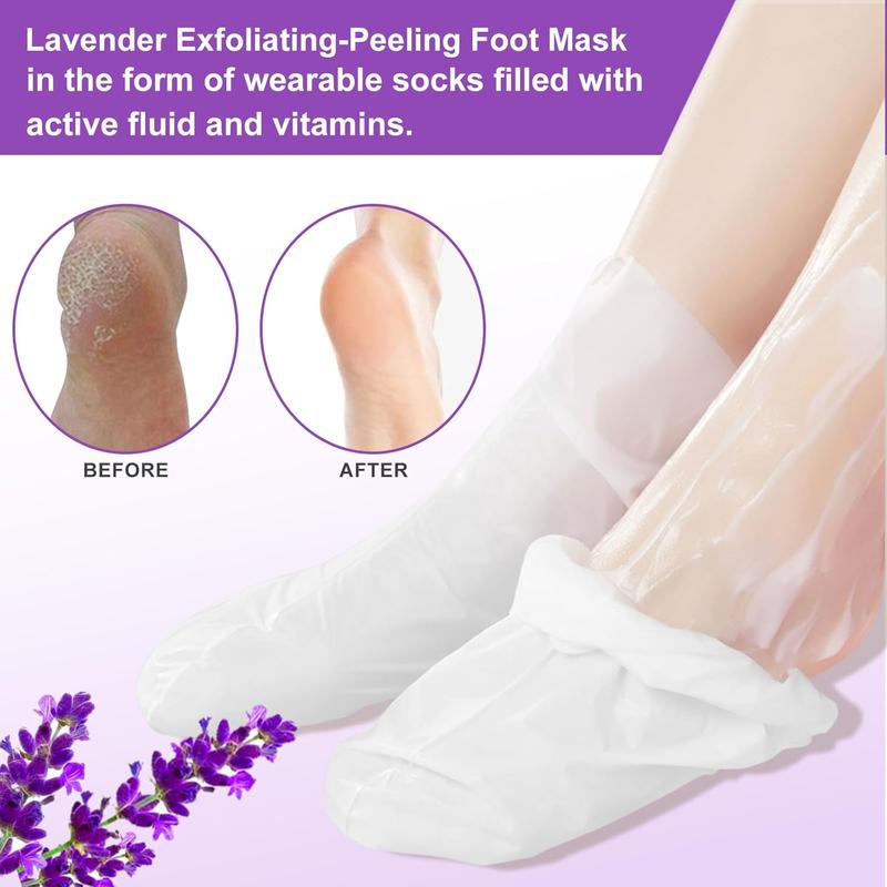 Foot Peel Mask - 5 Pack, Exfoliating Foot Care Mask Make Feet Baby Soft Skin, Foot Mask for Dry Cracked Feet, Peeling Away Dead Skin, Calluses - Lavender