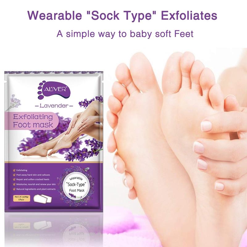 Foot Peel Mask - 5 Pack, Exfoliating Foot Care Mask Make Feet Baby Soft Skin, Foot Mask for Dry Cracked Feet, Peeling Away Dead Skin, Calluses - Lavender