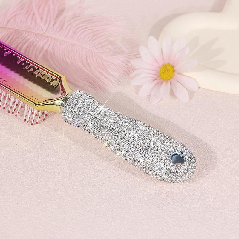 Rhinestone Decor Hair Comb, 1 Count Portable Hair Styling Comb, Hair Massage Comb, Professional Hair Styling Tool for Women & Girls