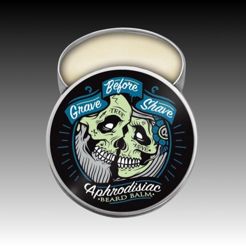 Grave Before Shave Beard Balm 2oz tin . Aphrodisiac Blend (Leather and Cedarwood) great for beard growth.