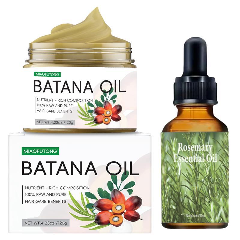 Batana Oil & Rosemary Mint Scalp & Hair Strengthening Oil Set (2 Counts set), Moisturizing Hair Care Oil, Moisturizing Strengthening Batana Oil Serum, Hair Care Product for Women & Men