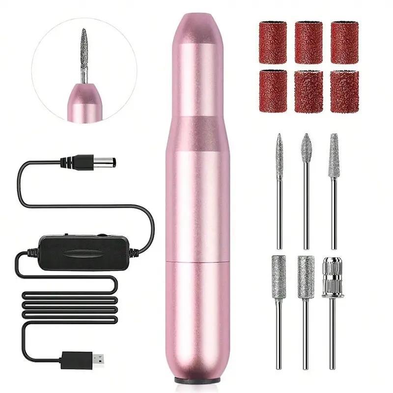 USB Portable Mini Electric Nail Removal Polishing Pen, 1 Set Electric Nail Drill Nail Polishing Machine Kit, Manicure Pedicure Tool for Home & Nail Salon Use