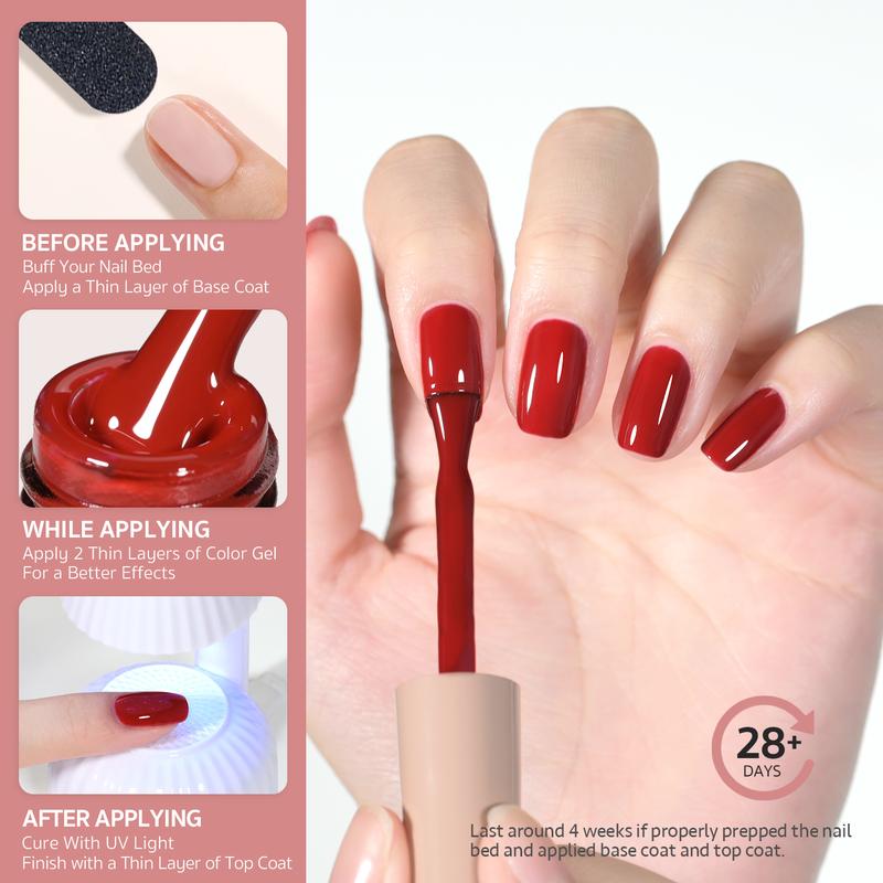 GAOY Red Gel Nail Polish, 16ml Soak Off UV Light Cure Gel Polish for Nail Art DIY Manicure at Home, 1154, 1525