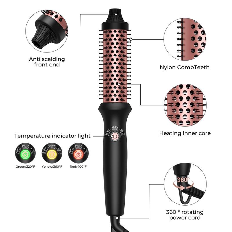 32mm Hair Curler, Electric Heated Hair Brush, Hair Styling Tool for Women & Girls, 3 Heat Setting, Professional Hair Styling Tool for Home & Salon Use