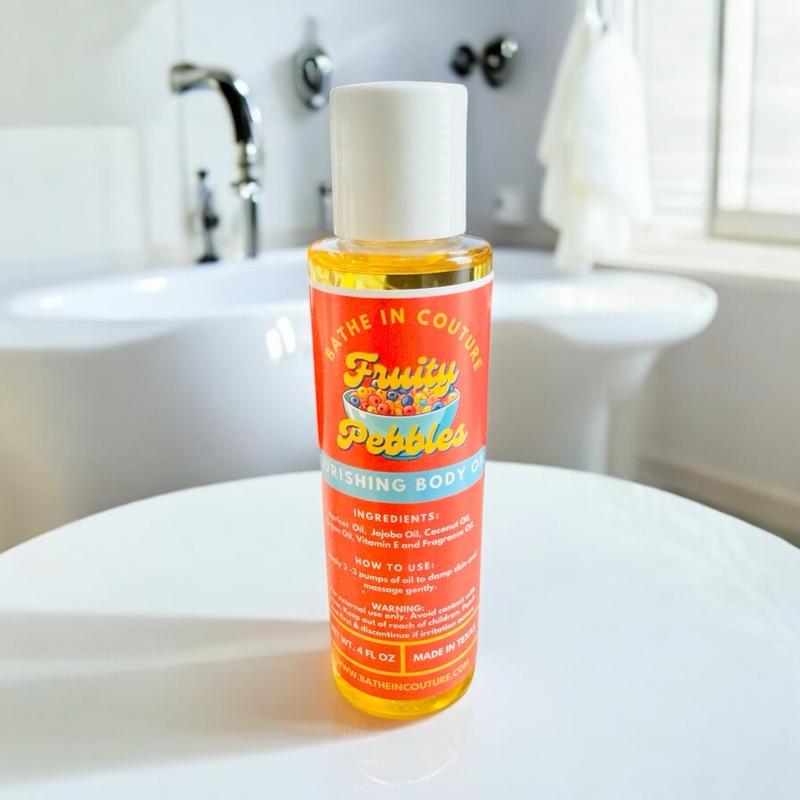 Fruity Pebbles Body Oil with Apricot, Argan, Jojoba, Coconut, and Vitamin E Body Care Blend