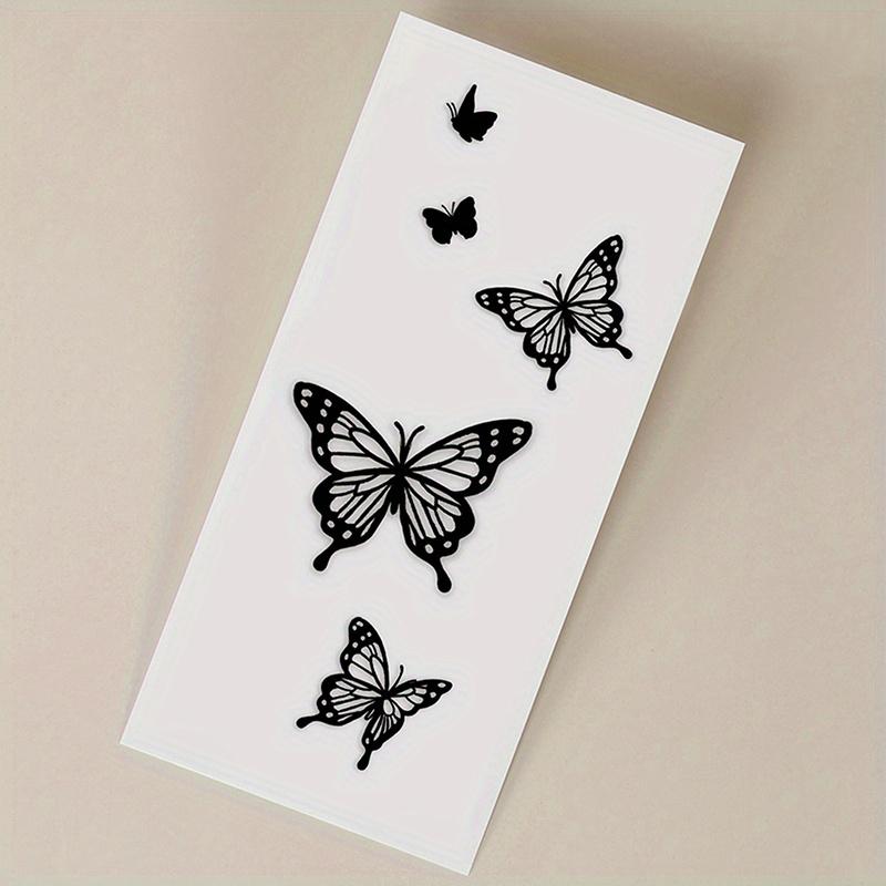 A Temporary Butterfly Tattoo Sticker, Black and White Waterproof Body Art Sticker, Suitable for Arms, Wrist and Shoulders, Long-Lasting Realistic, Fashion Accessories, Suitable for Parties, Events and Summer Outwear-Black Friday Deals