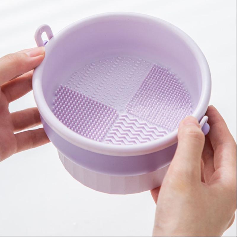 Makeup Brush Drying & Cleaning Tool, 1 Count Makeup Sponge Cleaning Bowl with Dryer Rack, Cosmetic Brush Cleaning Tool, Makeup Tool Organizer