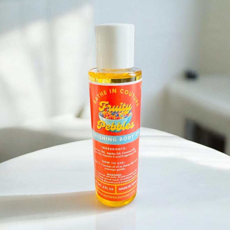 Fruity Pebbles Body Oil with Apricot, Argan, Jojoba, Coconut, and Vitamin E Body Care Blend