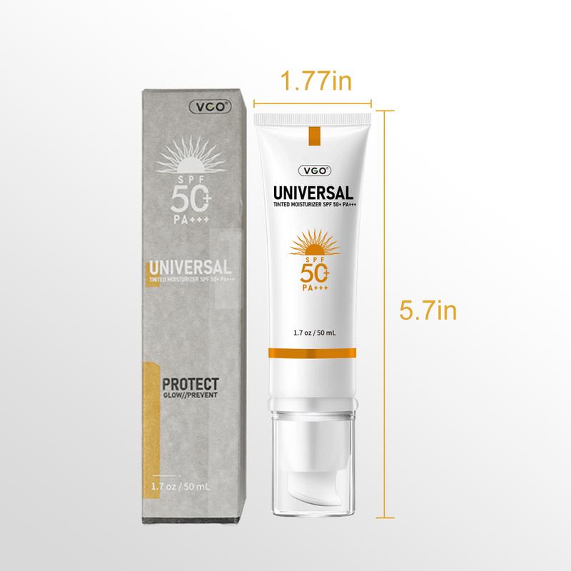 VGO-Universal Tinted Moisturizer SPF 50+ Earthy yellow liquid It can be used as foundation liquid-A Facial Skincare Sunscreen Squeeze facial care