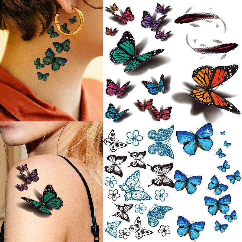 Butterfly Pattern Temporary Tattoo Sticker, 15pcs set Funny Waterproof Fake Tattoo Sticker, Body Art Sticker for Kids & Adult