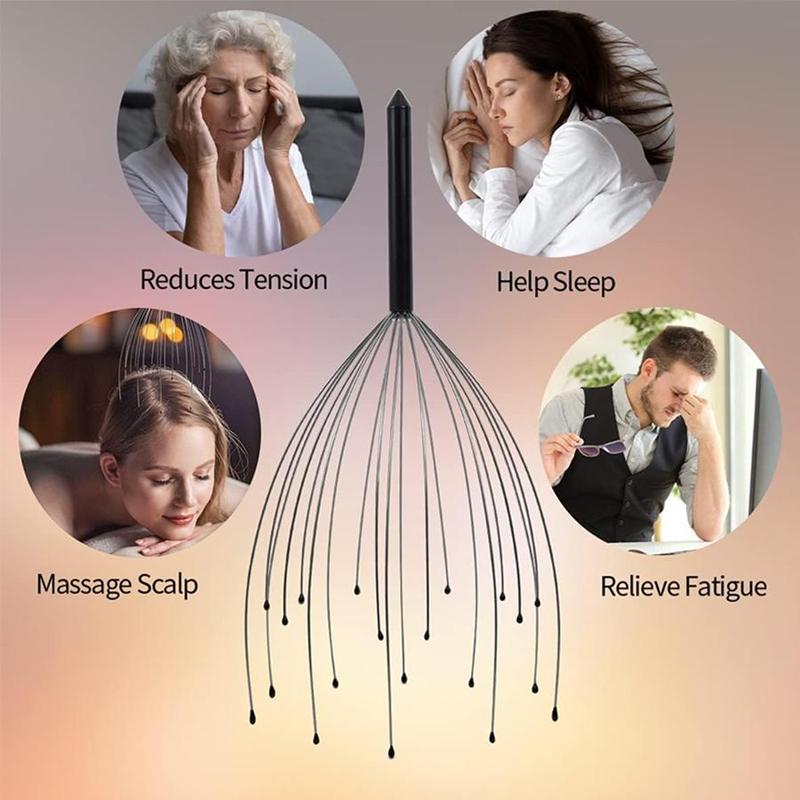 Head Massager & Back Massager, 2 Counts set Manual Massage Tool, Scalp Massager, Back Scrubber, Bath & Body Care Tool for Home & Travel, Christmas Gift