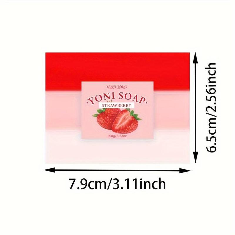 Strawberry Flavor Soap Bar, 2 Counts set Gentle Cleansing Soap Bar for Women, Balances Ph Body Wash Soap