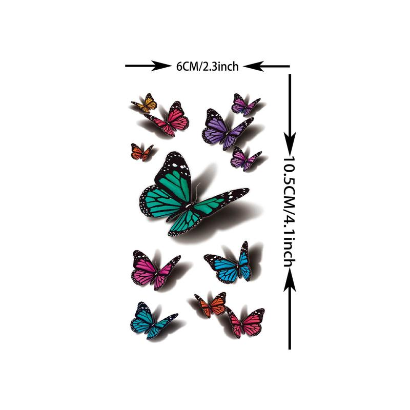 Butterfly Pattern Temporary Tattoo Sticker, 15pcs set Funny Waterproof Fake Tattoo Sticker, Body Art Sticker for Kids & Adult