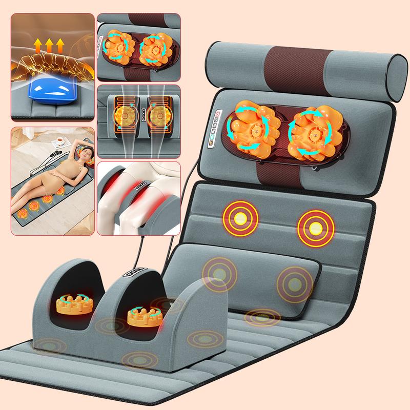 Full Body Massage Mat Pad with Heat, Chair Padwith 10 Vibration Motors & 2 Therapy Heating Pad withAuto Shut Off, Heated Massage Mattress Pad for Back Comfort Daily heat pad