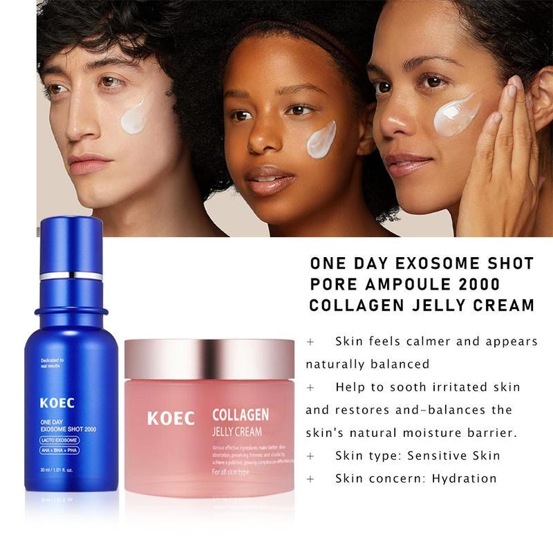 [KOEC Official Shop Exclusive SET] Korean Home Aesthetic Duo I Experience Glass Glow Effect with Zero Exosome Spicule Serum + Collagen Niacinamide Jelly Cream Combination BLACK FRIDAY Skincare Daily Facial Intensive