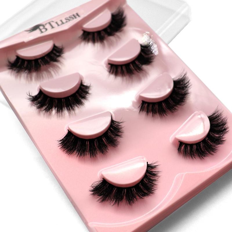 Natural False Eyelashes, Long Fluffy Curly Thick Faux Cluster Lashes, Full Volume Eyelash for Lashes Extensions, Women & Girls Eye Makeup Enhancement, Christmas Gift