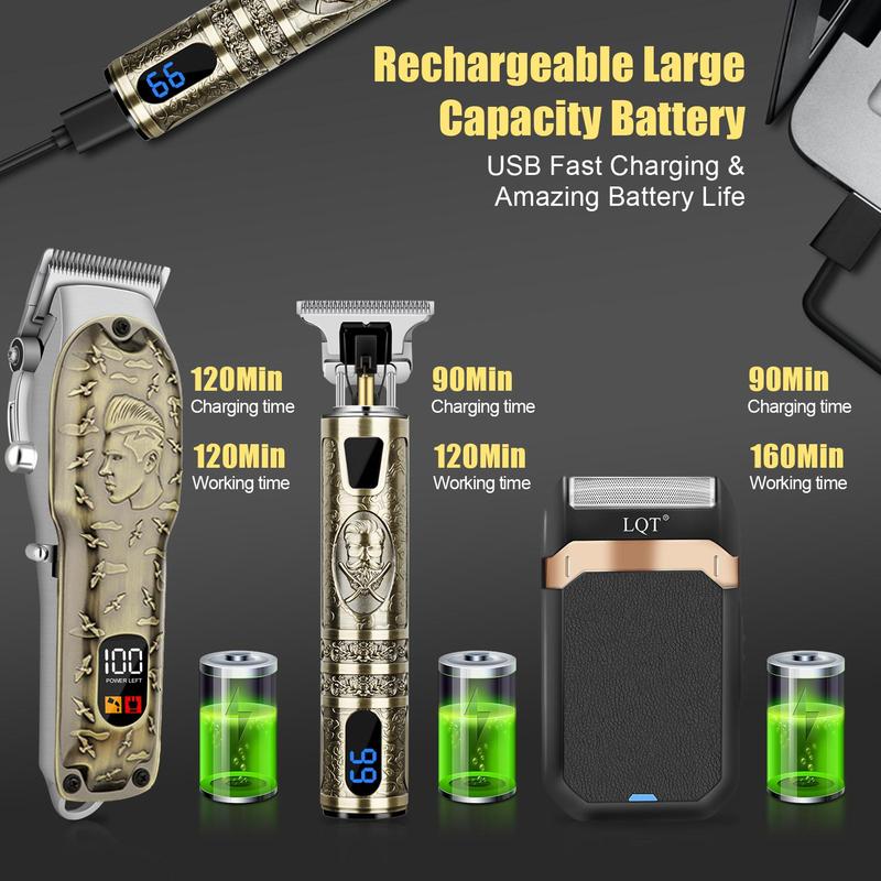 Professional Hair Clipper Set, 1 Set Cordless Electric Hair Trimmer & Beard Shaver & Accessories, Hair Cutting Machines, Hair Trimmer Machine, Multi-use Hair Grooming Tool for Men, Barber Kit