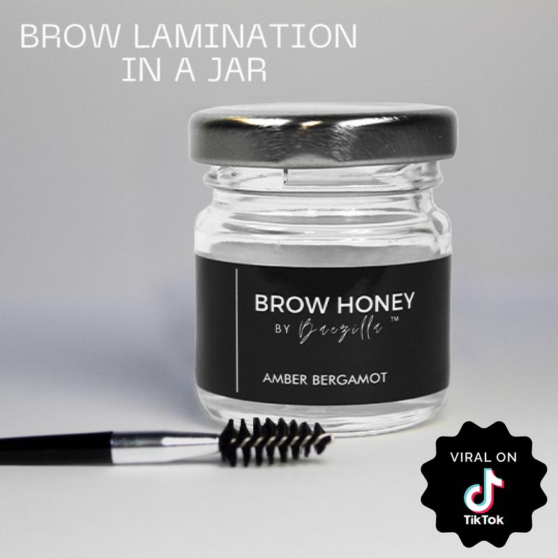 Brow Honey by Baezilla Eyebrow Gel, Long Lasting, Eyebrow Brush & Waterproof Eyebrow Wax Lamination Gel, Natural Amber Bergamot Fragrance