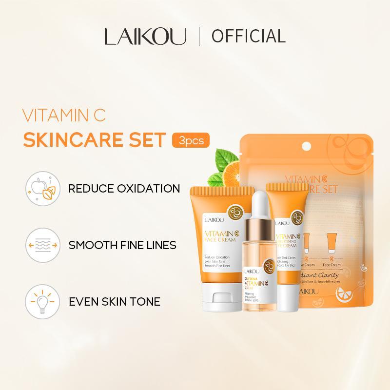 Vitamin C Comfort Skin Care Kit, Including Serum & Eye Cream & Face Cream, Hydrating Nourishing Skincare Kit For Women & Men, Summer Gift, Christmas Gift